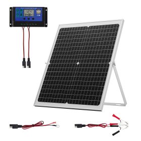 30W 12V Solar Panel Battery Charger, Solar Battery Trickle Charger Maintainer with Intelligent MPPT Controller & Adjustable Mount Bracket