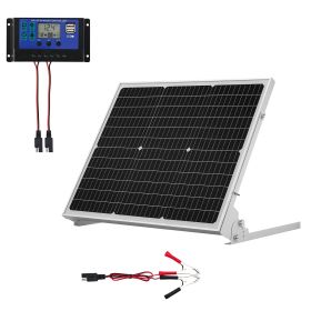 50W 12V Solar Battery Trickle Charger Maintainer, Mono Solar Panel Battery Charger with Upgraded MPPT Controller & Adjustable Mount Bracket